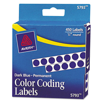 Avery® Handwrite-only Permanent Self-adhesive Round Color-coding Labels In Dispensers, 0.25" Dia., Dark Blue, 450-roll, (5793) freeshipping - TVN Wholesale